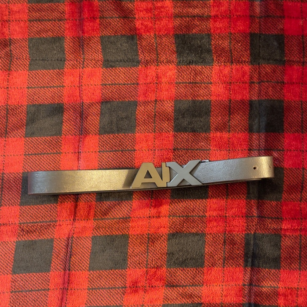 Armani Exchange Black Leather Belt for Men